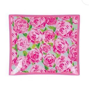 New Lilly Pulitzer Glass Catchall Tray in Floral First Impression Print